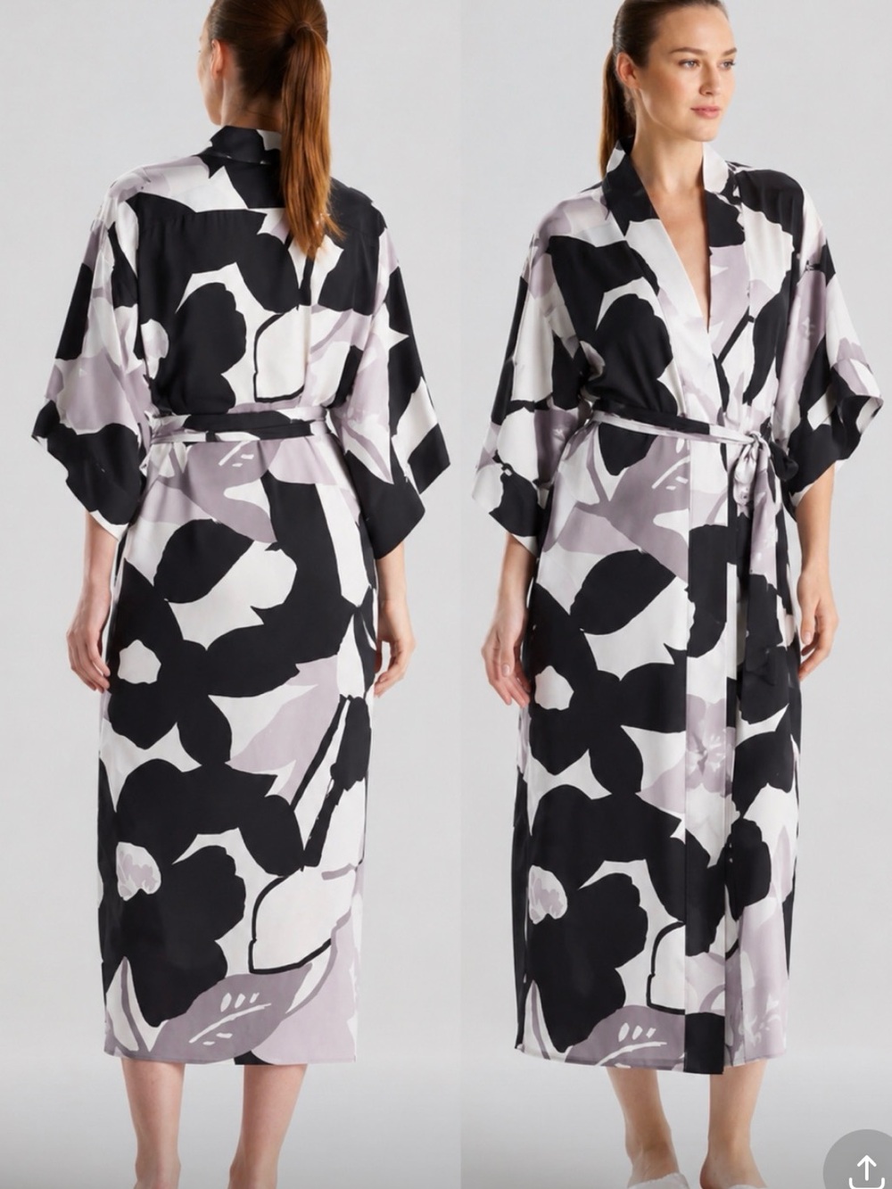 Natori Bonita Floral Satin Kimono Robe New Medium - Picture 3 of 8